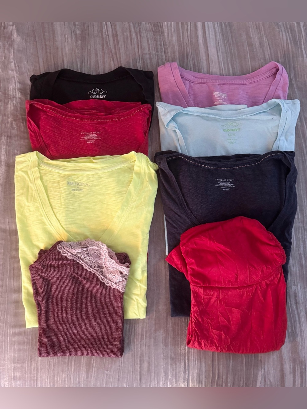 SALE Bundle of 6 V-Neck Tee Shirts, 1 Michael Stars Camisole & 1 Red Halter Top